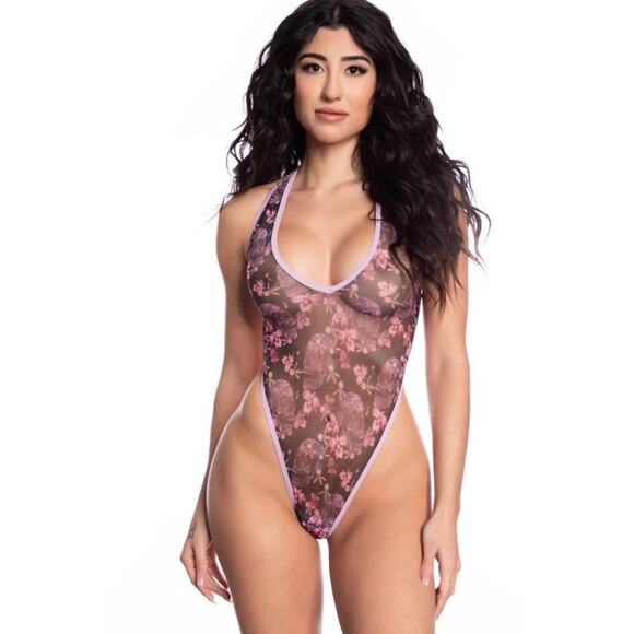 🦋B2G1🦋MIDNIGHT BALLERINA Twisted Petals Mesh Romper Teddy ONE SIZE | Dance Wear - Picture 1 of 3